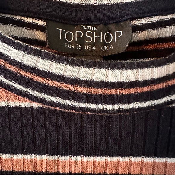 Topshop Petite Striped Short Sleeve Top - Picture 3 of 3